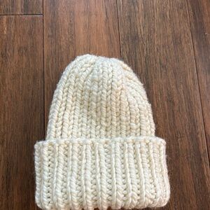 Cozy Rib Knit Fisherman White Wool Blend Chunky Beanie NEW
